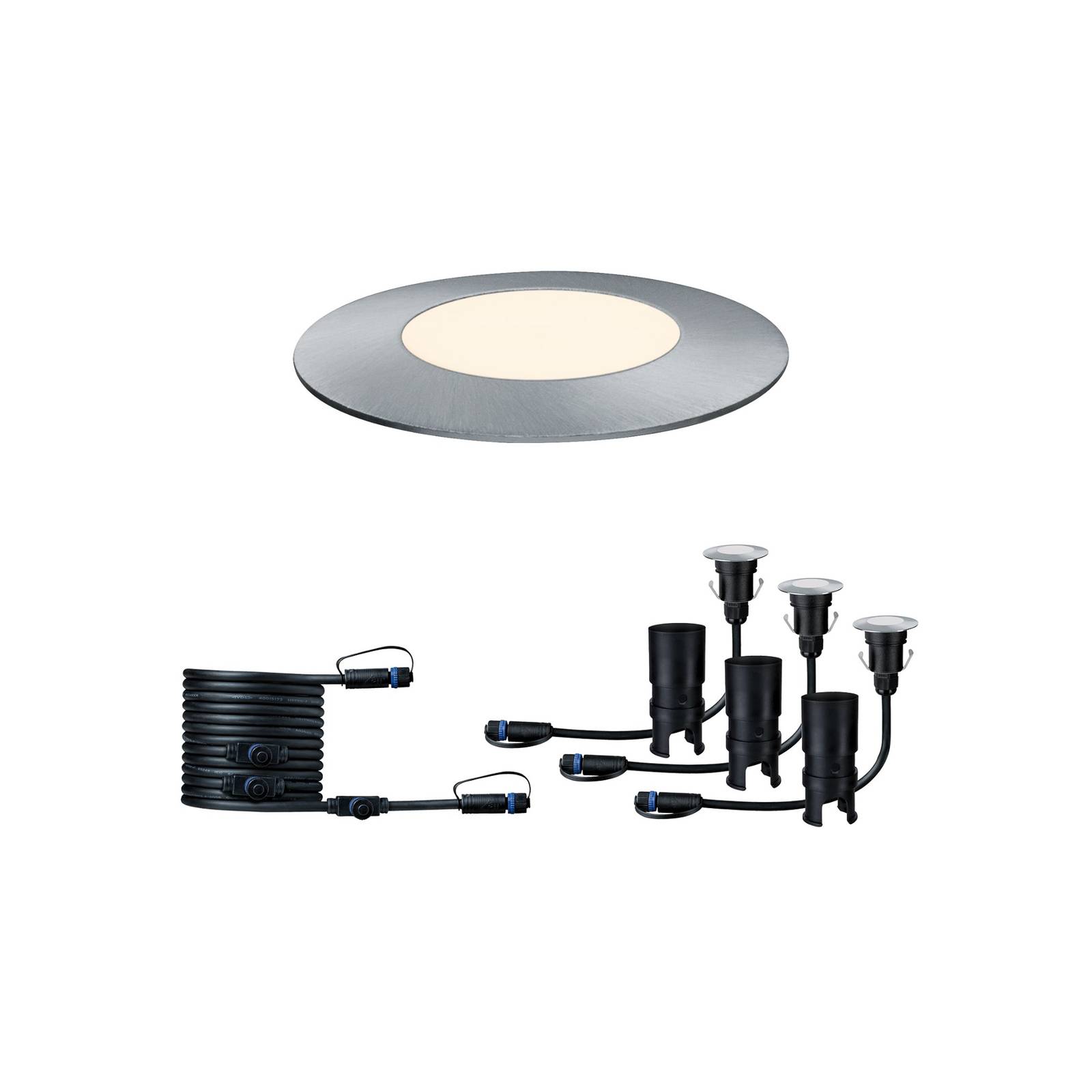 Paulmann Plug & Shine Floor Mini 3er Ergänzung 830 Mini, dimmbar, alu / grau / zink, Edelstahl, Modern