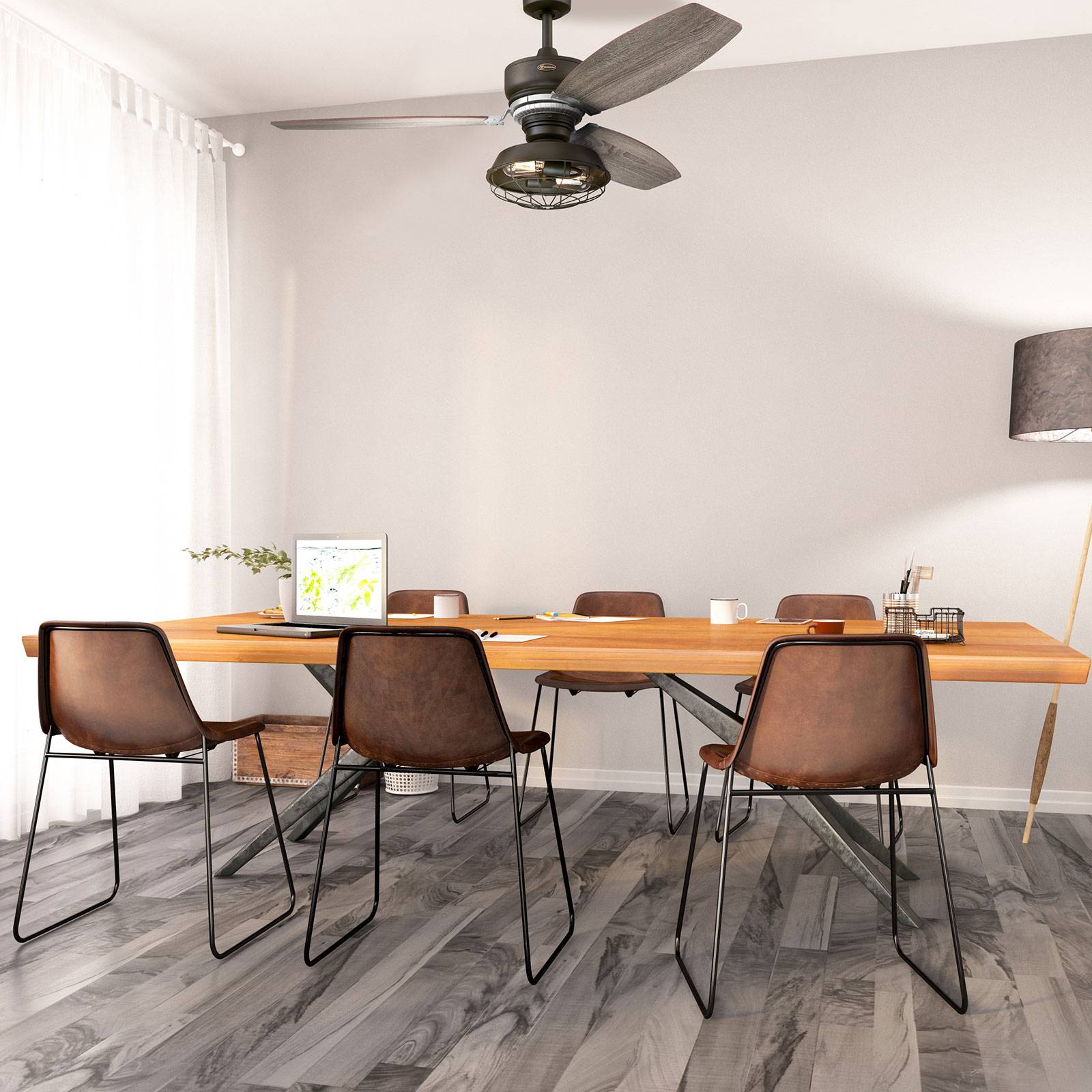 Westinghouse Welford Deckenventilator mit LED Welford, dimmbar, Holz dunkel, für Wohn- / Esszimmer, Holz, Vintage