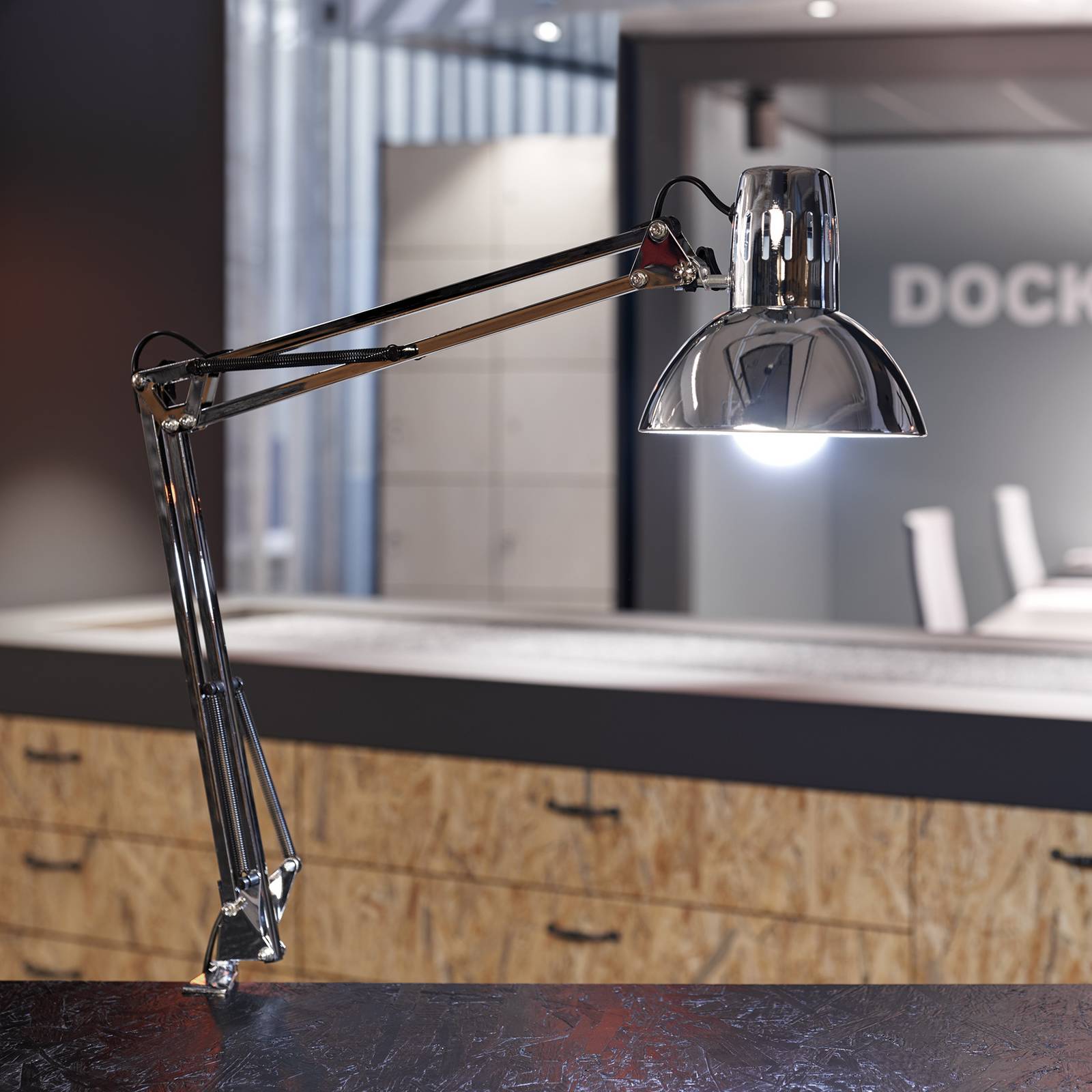 Maul Klemmleuchte MAULstudy, chrom / silber, für Arbeitszimmer / Büro, Metall, Klemmleuchte