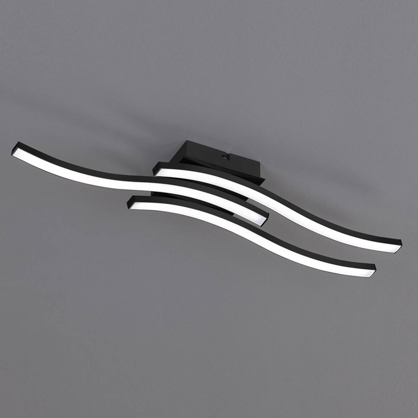 Reality Leuchten LED Deckenlampe Route, schwarz, für Wohn- / Esszimmer, Metall, Modern, LED Deckenleuchte