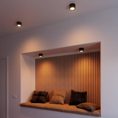 Nordlux LED-Deckenspot Landon Smart, schwarz, Höhe 8,2 cm dimmbar, schwarz, für Flurbereich, Metall, Smart Home Deckenlampe Image