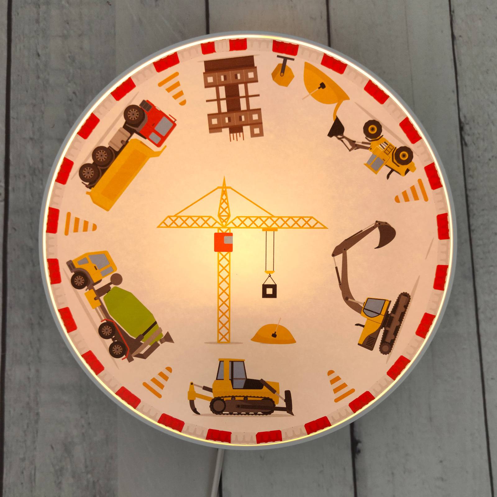 Niermann Standby Wandleuchte Baustelle mit Stecker, Multicolour, für Kinderzimmer, Kunststoff, Wandleuchte, Wandlampe Innen