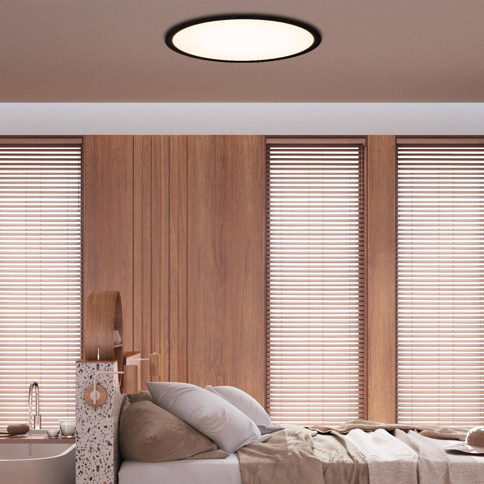 Näve LED Deckenlampe Karl, dimmbar, schwarz, für Badezimmer, Kunststoff, Modern, LED Deckenleuchte