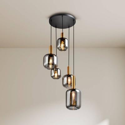Näve Glas Hängelampe Fumo, dimmbar, alu / grau / zink, für Wohn- / Esszimmer, Glas, Modern, Pendelleuchte Image