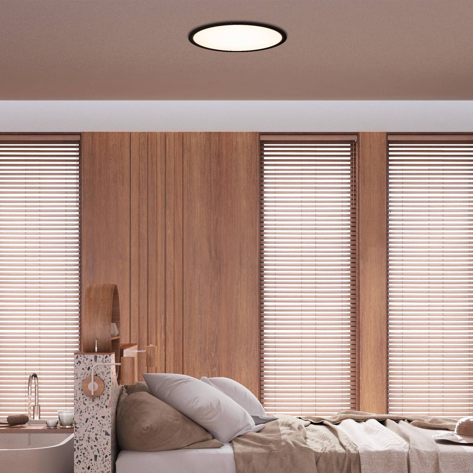 Näve LED Deckenlampe Karl, dimmbar, schwarz, für Badezimmer, Kunststoff, Modern, LED Deckenleuchte