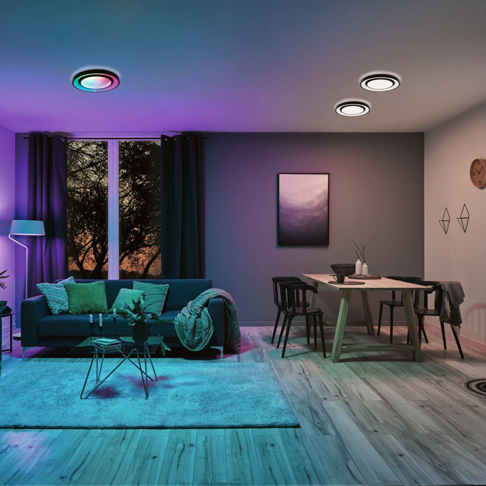Paulmann LED Deckenlampe Rainbow, dimmbar, schwarz, für Wohn- / Esszimmer, Metall, Modern, LED Deckenleuchte