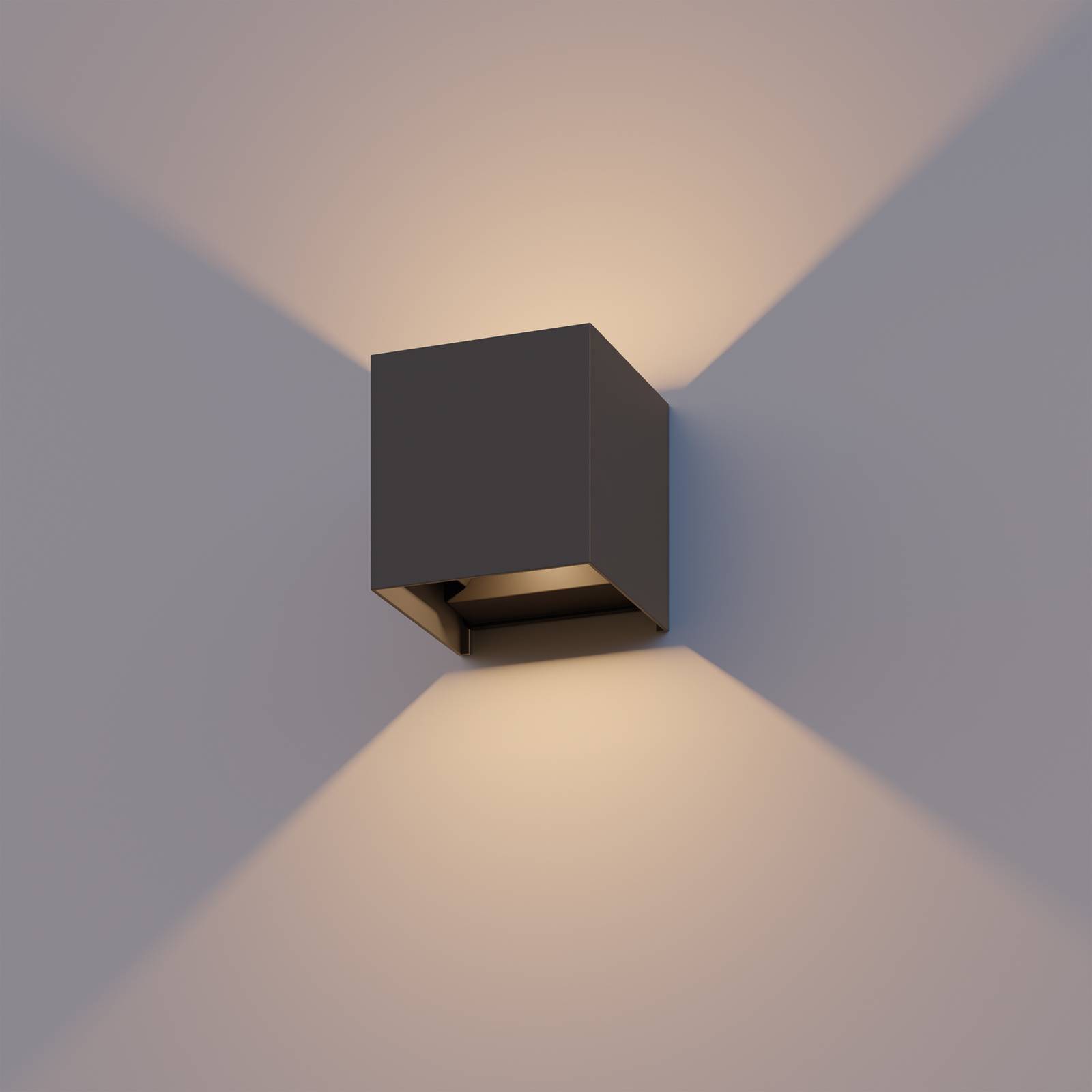 Calex LED Aussenwandleuchte Cube, alu / grau / zink, Aluminium, Modern, LED Wandleuchte außen