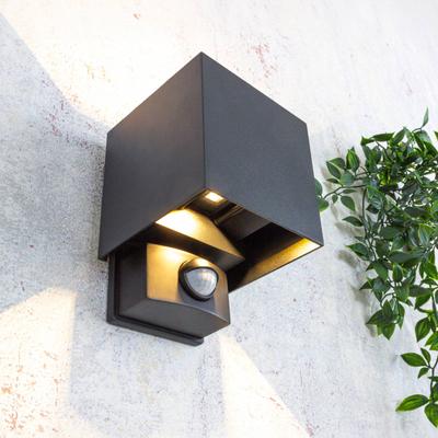 Eco-Light Aussenwandleuchte mit Bewegungsmelder Dubai, schwarz, Aluminium, Modern Image