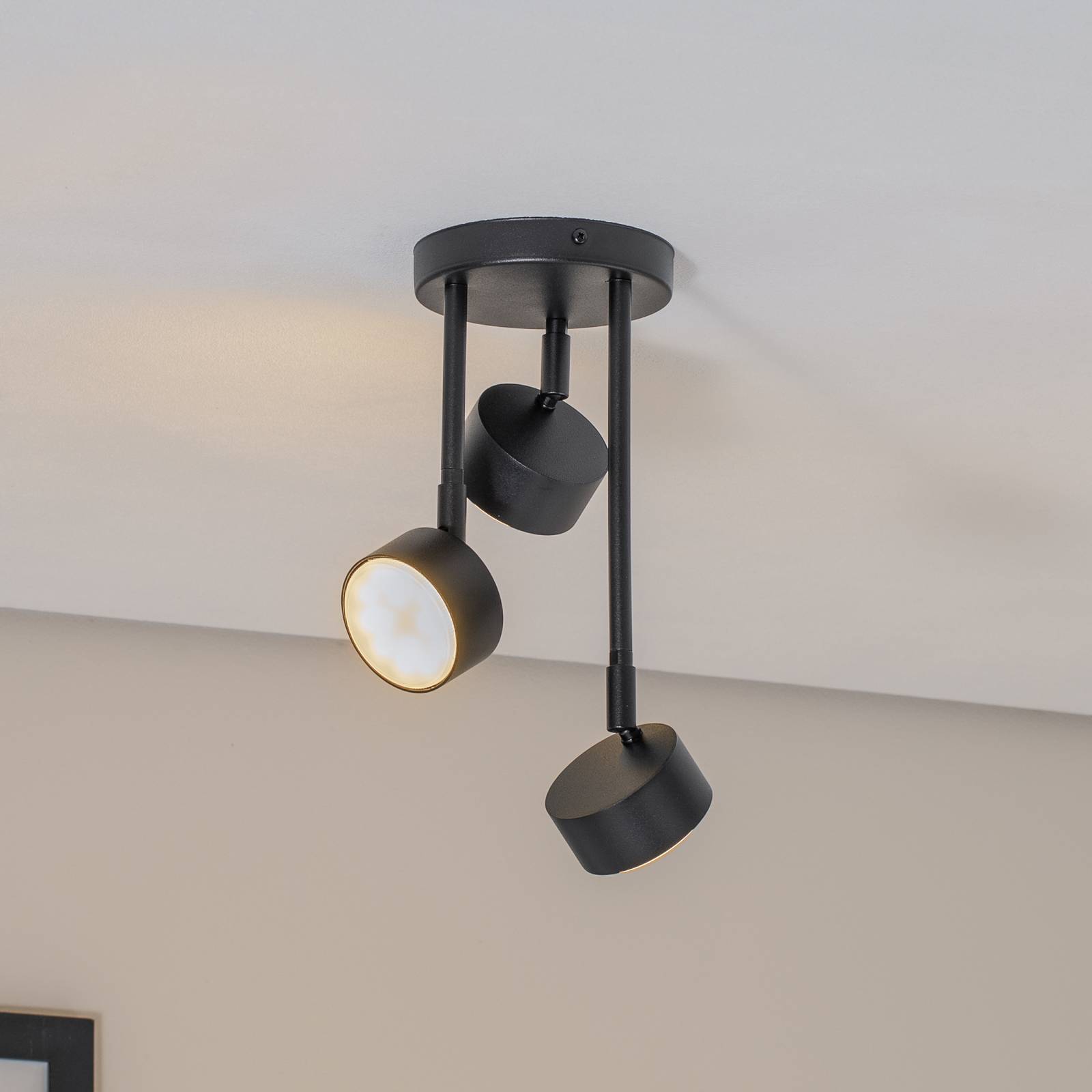 Deckenstrahler Nemo, 3-fl., schwarz, beweglich, GX53 Nemo SIGMA, dimmbar, schwarz, für Wohn- / Esszimmer, Metall, Strahler