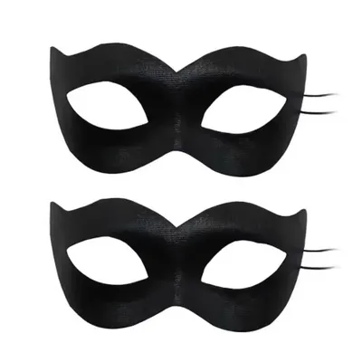 Reine schwarze Party-Bar-Make-up-Kugelmaske, flacher Kopf, halbes Gesicht, sprühlackiert, Augenmaske, Film und Anime, Cosplay, Halloween, Party, Streich Image