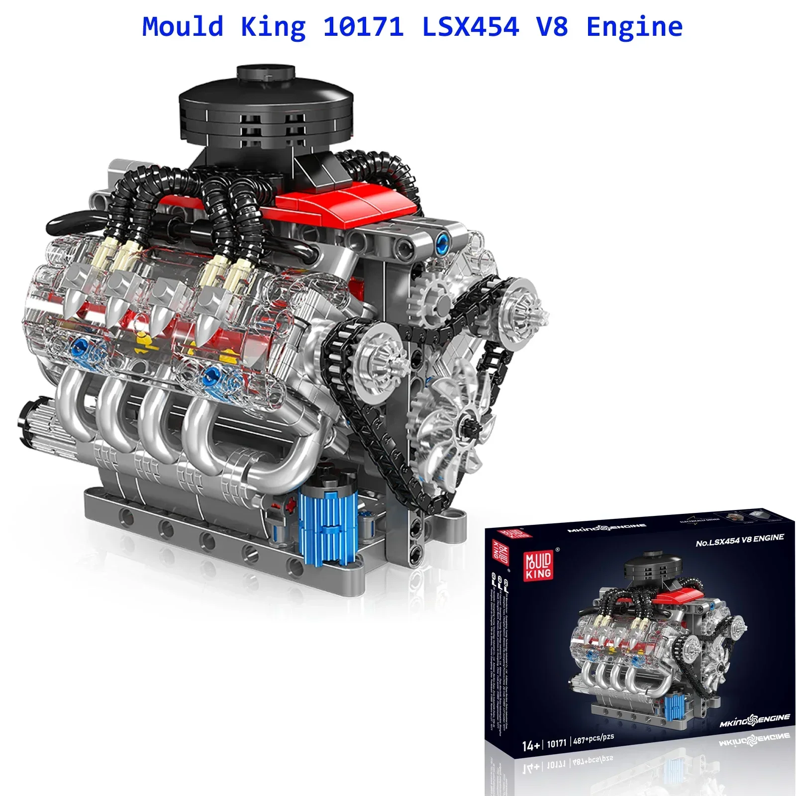 Mould King 10171 LSX454 V8 Motor Bausteine Sets 8-Zylinder Auto Motor Gebäude Engineering Spielzeug für Kinder Erwachsene Geschenk Image