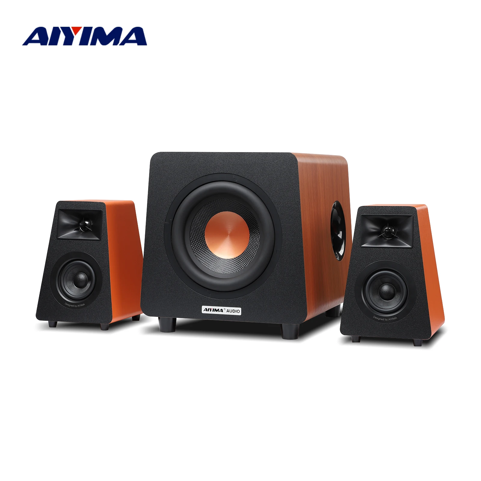 AIYIMA 2.1 Kanal Bluetooth Lautsprecher + 800X Subwoofer Hifi Home Sound Theater Holz Lautsprecher Kombination DIY Bücherregal Lautsprecher