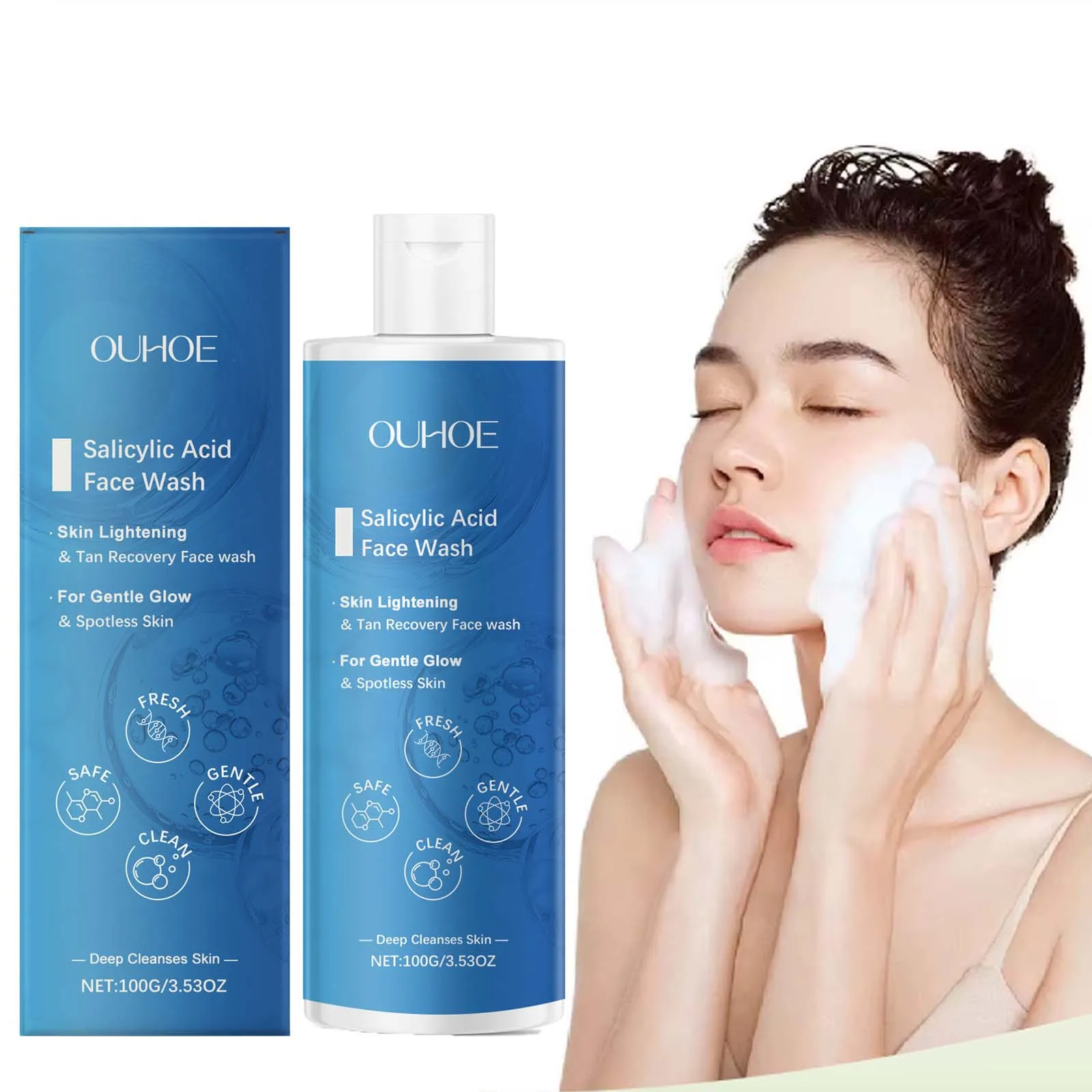 Detergente viso all'acido salicilico Trattamento dell'acne Idratante Controllo del petrolio Cura della pelle Lavaggio del viso Pulizia dei pori Idratante Cura della pelle