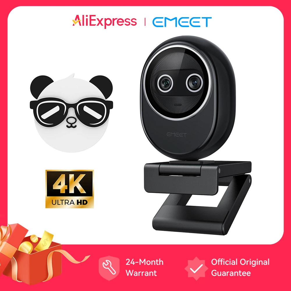 Webcam 4K pour le streaming sur ordinateur portable, mini webcam UHD, caméra USB EMEET Piko avec 3 micros