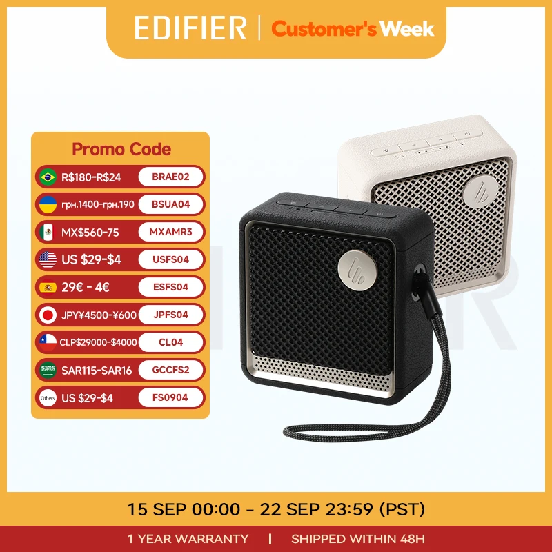 Edifier ES20 Altoparlante Bluetooth portatile Altoparlante wireless IP67 Effetti di luce impermeabili Altoparlanti esterni Bassi profondi con microfono