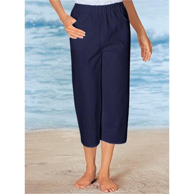 Caprihose CLASSIC BASICS, Damen, Gr. 44, Normalgrößen, blau (marine), 100% Baumwolle, unifarben, 3/4-Länge, Hosen Image