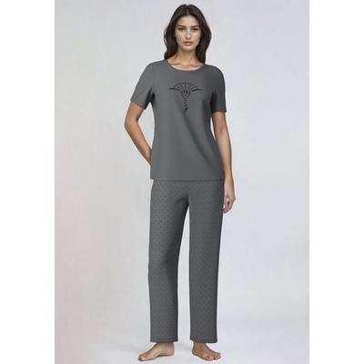7/8-Hose JOOP "Luxe", Damen, Gr. 38, N-Gr, grau (dunkelgrau), Obermaterial: 95% Modal, 5% Elasthan, unifarben, casual, comfort fit 7/8-Länge, Hosen, mit integriertem Logomuster Image