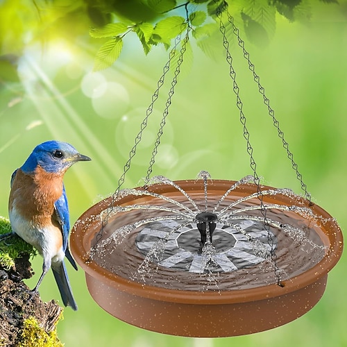 Hängender Vogelfutterspender mit Springbrunnen, Solar-Vogelbad für draußen, schwimmendes Wasserspiel für Garten, Hof, Terrassendeko