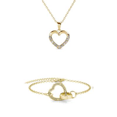 Halsketten-Set mit verschlossenem Herz - Gold und Kristall Image