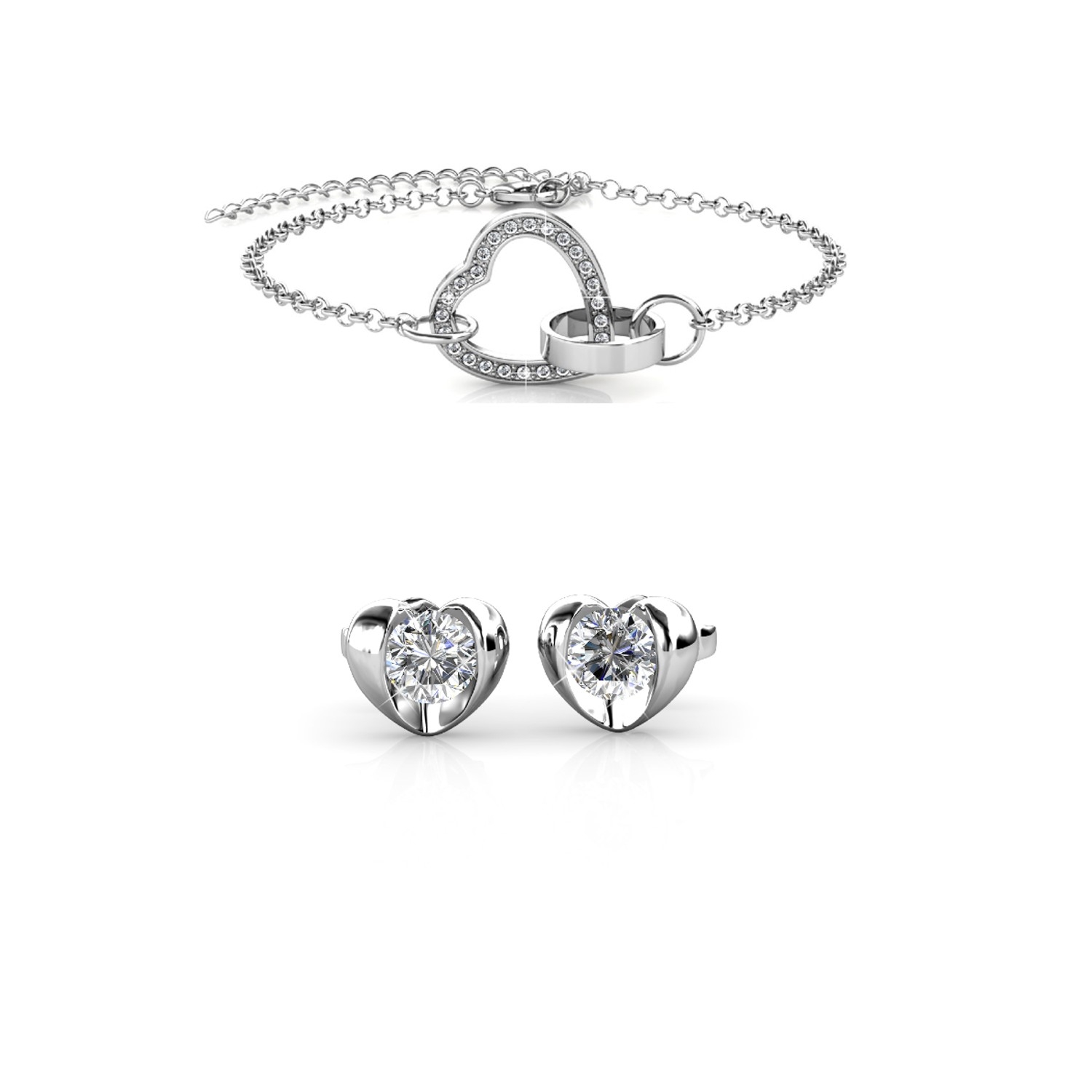 Simply Love Verschlossene Herz-Sets - Silber und Kristall
