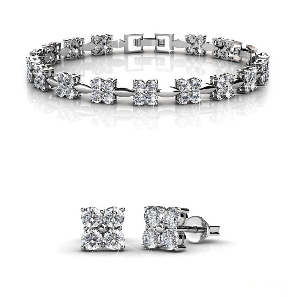 Süße quadratische Sets - Silber und Kristall