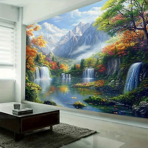 Pflanze Blume Wasser Landschaft Wandteppich Kunst große Wandteppich Wandbild Dekor Fotografie Hintergrund Decke Vorhang Haus Schlafzimmer Wohnzimmer Dekoration Image