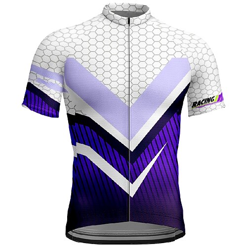 Herren Radtrikot Geometrisch Kurzarm Fahhrad T-Shirt Trikot mit 3 Gesäßtaschen Mountainbike MTB Schnelltrocknend Anatomisches Design Feuchtigkeitsableitend Atmungsaktiv Sport Gelb Rot Blau Bekleidung Image