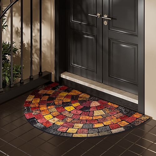 Kopfsteinpflaster Halbkreis Fußmatte Küchenteppich Fußmatte Rutschfeste Teppiche Ölbeständiger Teppich Innen Außenmatte Schlafzimmer Dekor Badezimmermatte Eingangsmatte Frühling Sommer Image