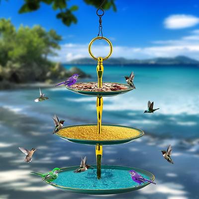 Hanging Bird Feeder Outdoor Garden Floating Fountain Hanging Bird Feeder, Bird Bath Basin for Backyard, Yard Decor, Bird Watching Attraction