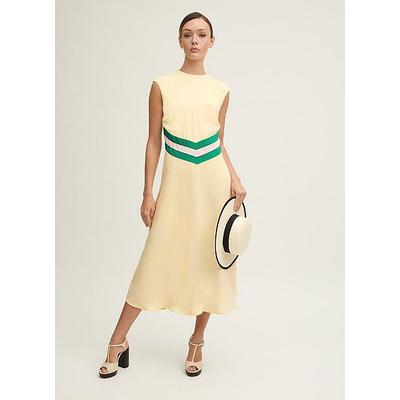 Rami Flan Multi Block Waist Crepe Dress, Yellow