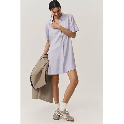 The Pollie Short-Sleeve Swing Tunic Mini Dress: Linen Blend Edition