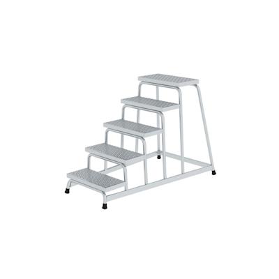 PROREGAL Arbeitspodest starr | 5 Stufen | Aluminium-Lochblech | Rutschfeste Kunststoffschuhe Image