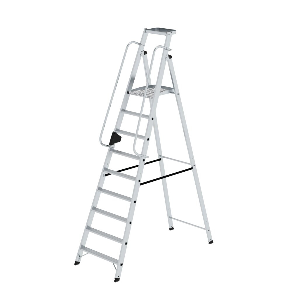 PROREGAL Plattformleiter | 9 Stufen | inkl. beidseitigem Handlauf | Aluminium | nivello Leiterschuhe Image