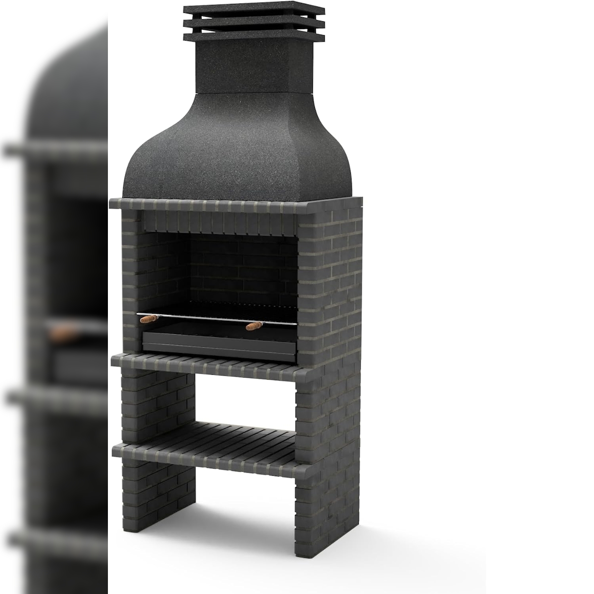 MAESTRO FERRETERO MF - Gartenkamin BBQ Benhaddou Plus mit Grillrost (Dunkelgrau - 100x70x262 cm) REF: M01030 - Für den Außenbereich. Image