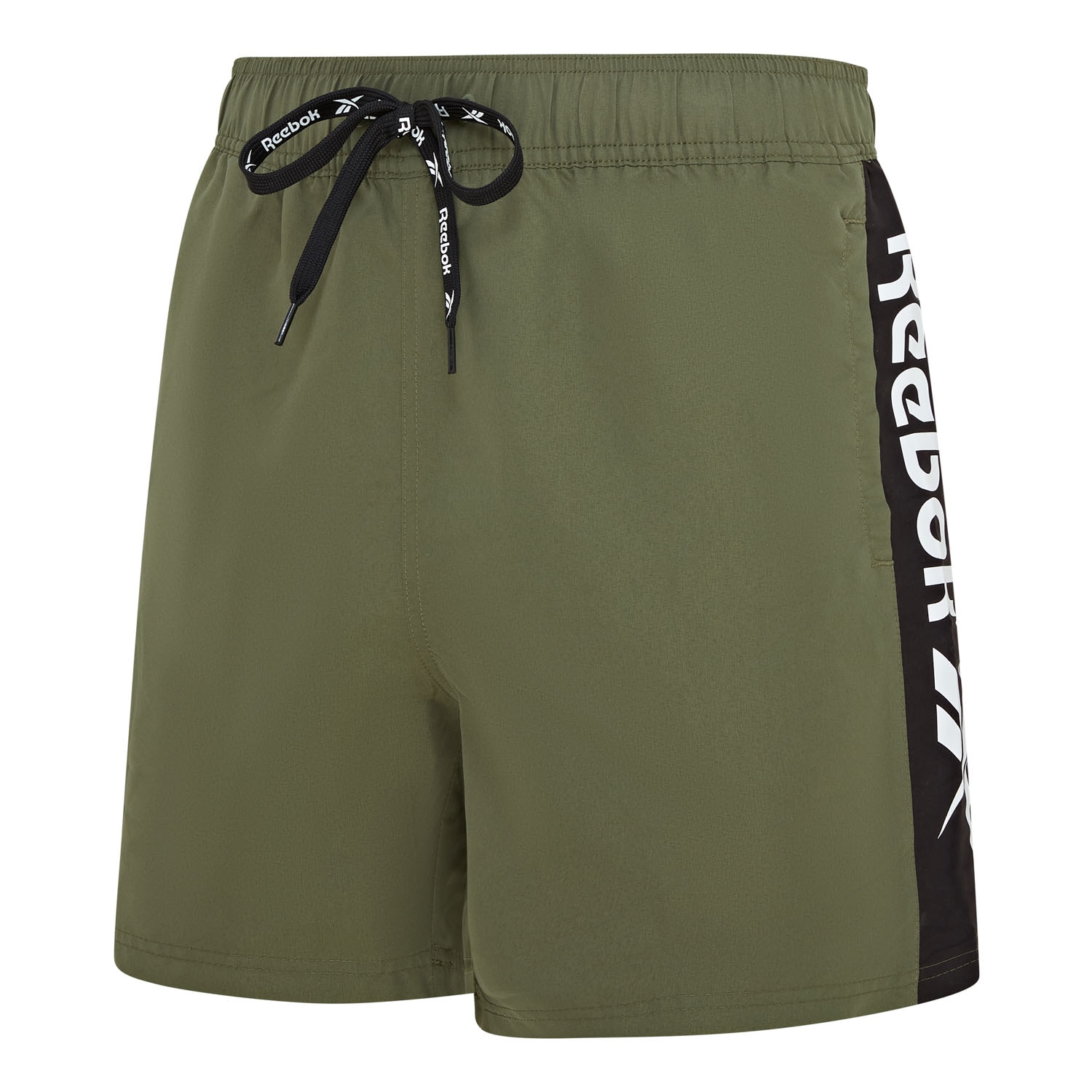 Badeshorts REEBOK "Clayton", Herren, Gr. L, N-Gr, grün, Microfaser, Polyester, unifarben, Badehosen, mit Kordeln Image