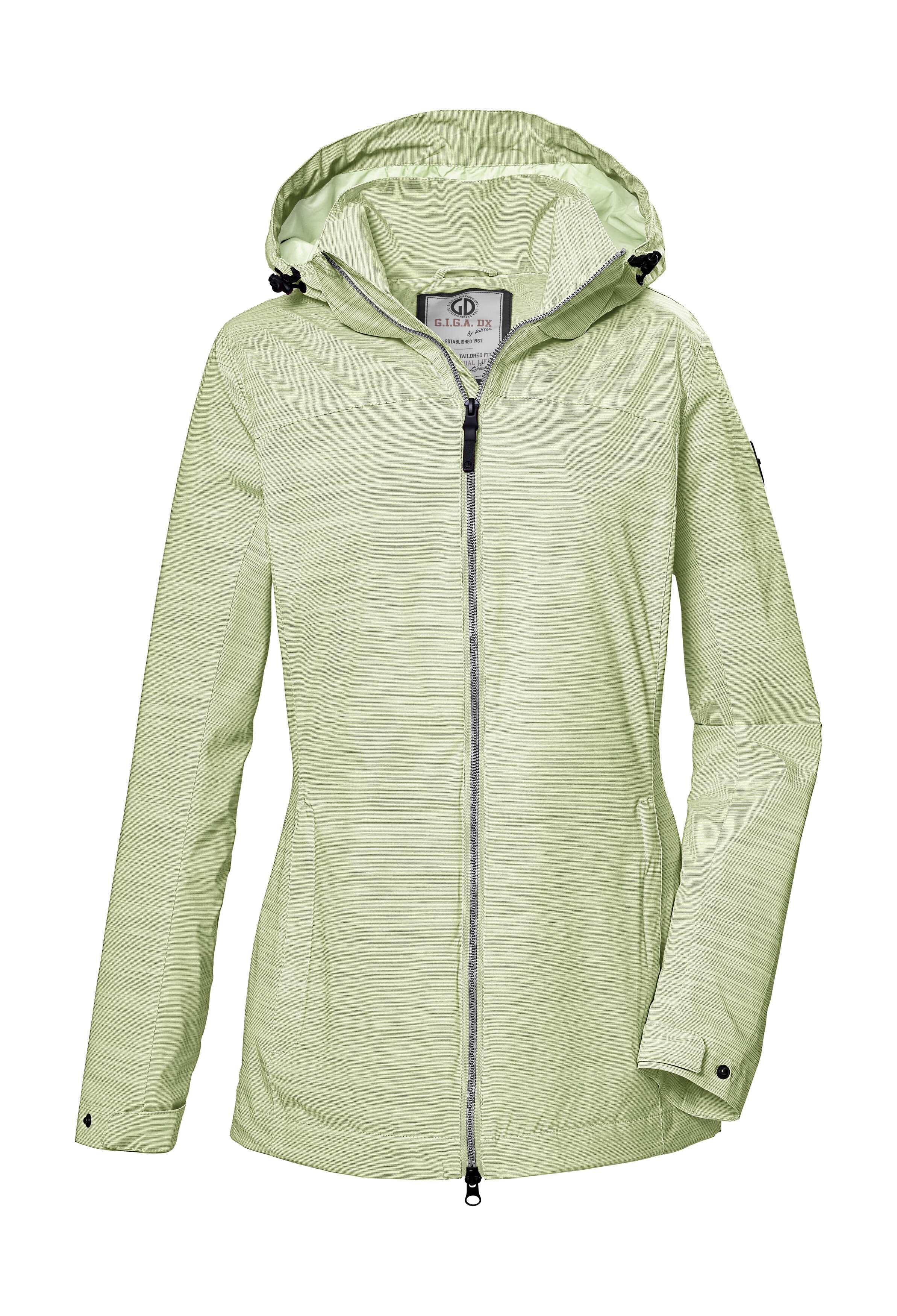 Funktionsjacke "GS 67 WMN JCKT", Damen, Gr. 42, grün, Obermaterial: 100% Polyester;Futter: 100% Polyester, G.I.G.A. DX BY KILLTEC, Jacken Funktionsjacke, Gestreifte Damen Outdoorjacke, wasserabweisend, 2-Wege-Reißverschluss Image