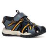 Sandale GEOX "J BOREALIS BOY", Kinder, Gr. 31, blau (navy, orange), Synthetik, Textil, sportlich, Schuhe, Trekking Sandale, Klettschuh mit zusätzlichem Fersen-Klettverschluss