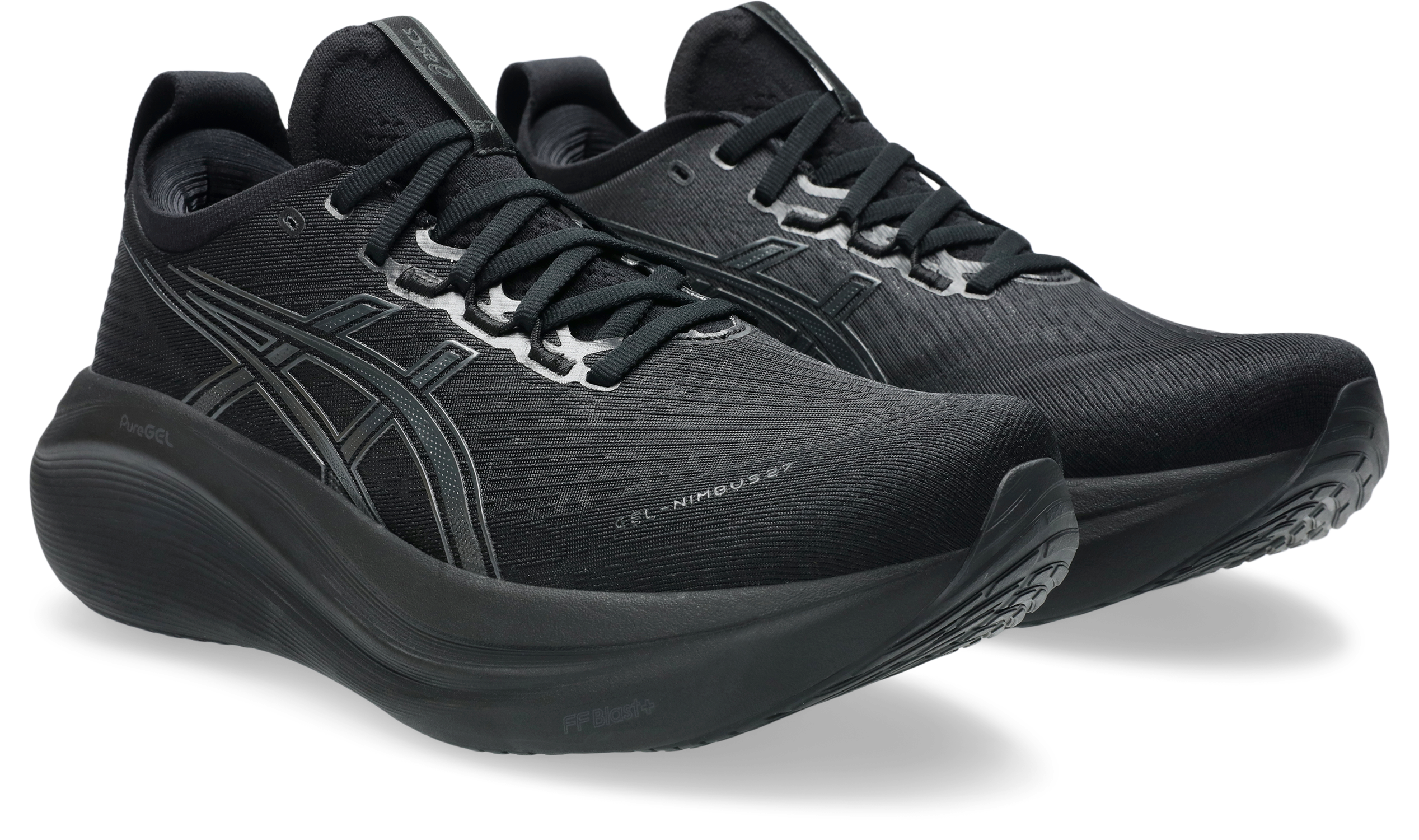 Laufschuh ASICS "GEL-NIMBUS 27", Herren, Gr. 46,5, schwarz (schwarz, graphite grau), Textil, Schuhe Laufschuh