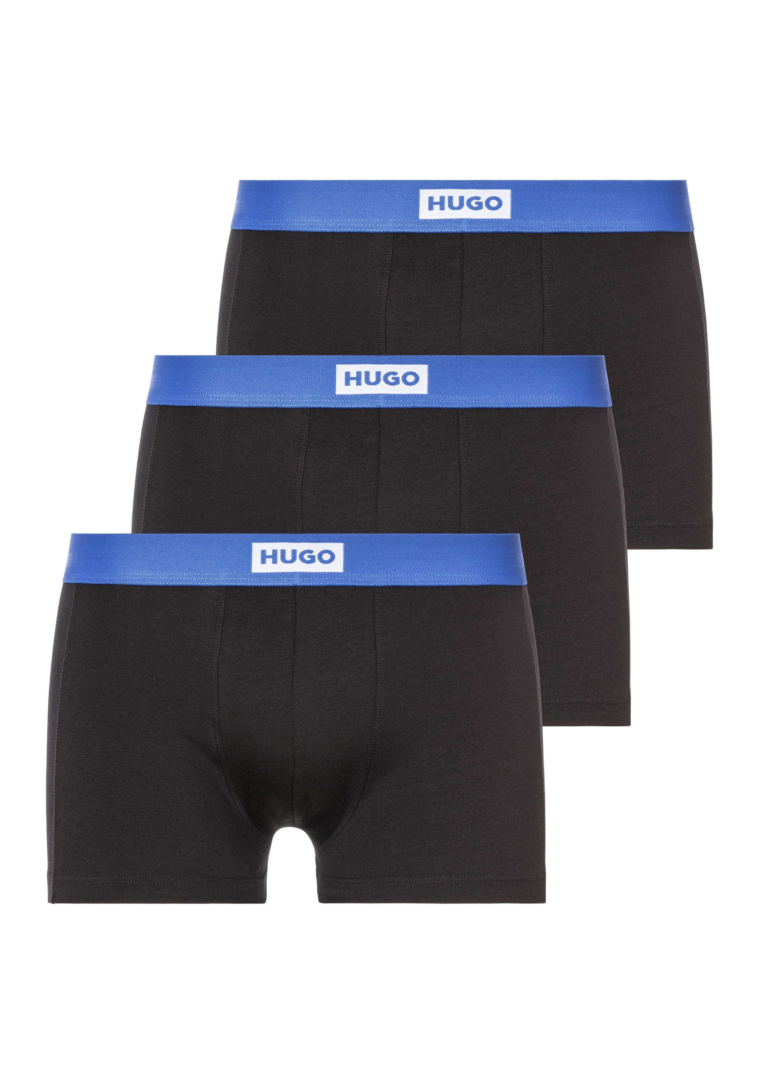 Trunk HUGO UNDERWEAR, Herren, Gr. XL (54), schwarz (schwarz, blau), Jersey, Obermaterial: 100% Baumwolle, unifarben, figurbetont, Unterhosen, mit kontrastfarbigem Bund Image