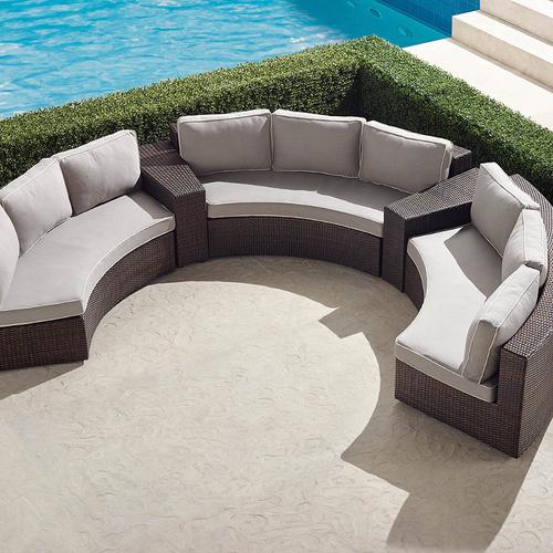 Pasadena II 5-pc. Modular Sofa Set in Bronze Wicker - Sunbrella Rain, Rain Gingko - Frontgate
