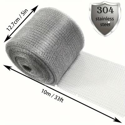 TEMU Heavy-duty 304 Stainless Steel Mesh Filter Roll - Snail & Rodent Barrier, Ideal For Sealing & Pest Control In