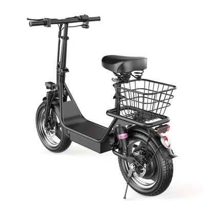 TEMU Adult Electric Scooter With Seat And Shopping Basket 650w Motor 36v 13ah Battery 20mph 20miles Range