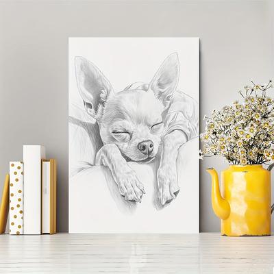 TEMU 1pc Chihuahua Canvas Art - Vintage-inspired, Wall Decor With Wooden Frame, , Ideal Valentine's Day Or Easter Gift For Dog Lovers, Gift For Pet Owners| Print| , Dog Decor