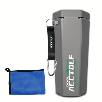 TEMU Portable Golf Ball Cleaner With Towel - Suitable For Golf Bags Or Carts - Ideal For Golfers - Abs Material - Includes Cleaning Solution