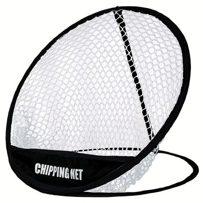 TEMU Chipping Nylon Golf Net - Indoor/outdoor Practice Net And Swing Training, Black With White Branding, Durable Nylon Fabric, Golf Training Equipment | Practice Net | Durable Nylon Net