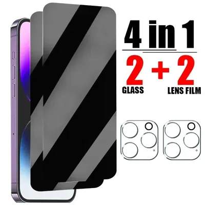 4in1 Privacy Screen Protector For IPhone 16 15 14 13 12 11 Pro Max 12 13 Camera Lens Glass For IPhone 13 12 Mini 14 15 16 Plus