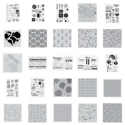 Geometry Pattern Background Words Flowers Clear Stamps for Scrapbooking Paper Making Decoration Frame Craft Card
