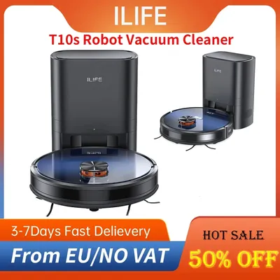 Ilife t10s Roboter Mini Staubsauger 2 in 1 Vakuum und Mopp Selbst entleerung station 3000pa 2,5 l Image