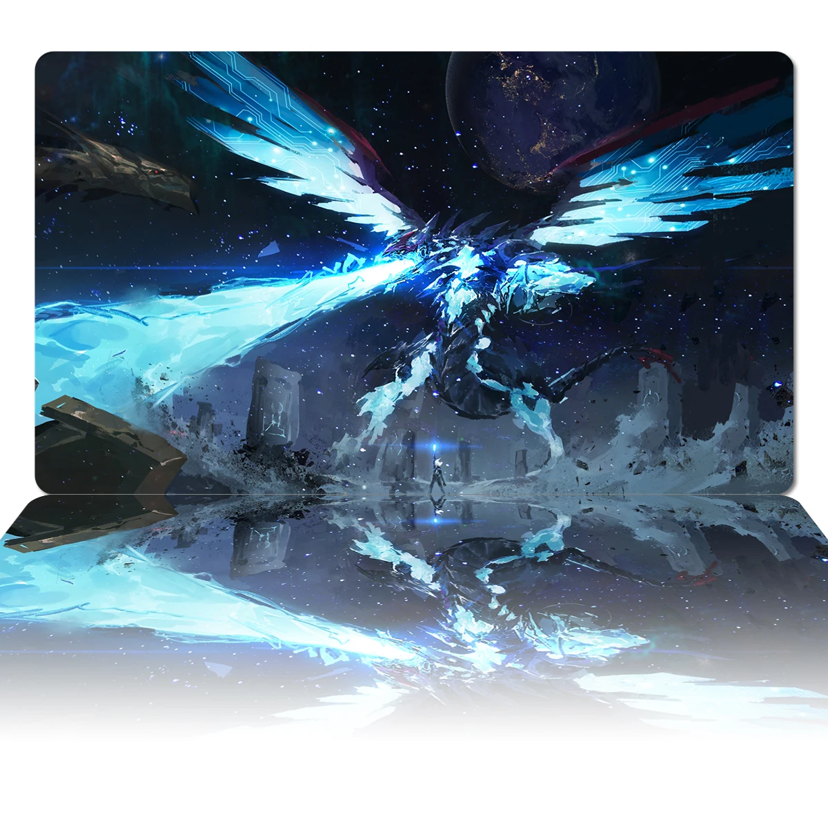 YuGiOh Galaxy Eyes Photon Dragon Spielmatte TCG CCG Brettspiel Sammelkartenspiel-Matte Mauspad Gummi-Schreibtischmatte Zone & Tasche