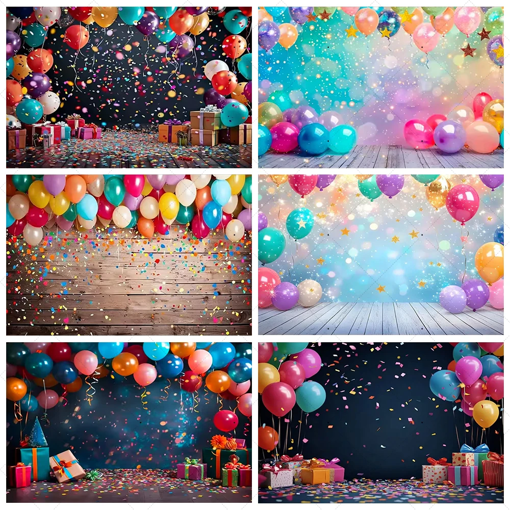 Hintergrund für alle Gelegenheiten, Feier, lebendige Luftballons, funkelnde Sterne, Dekor-Banner für Geburtstagsfeier, Hochzeiten, Foto-Requisiten, Geschenke Image